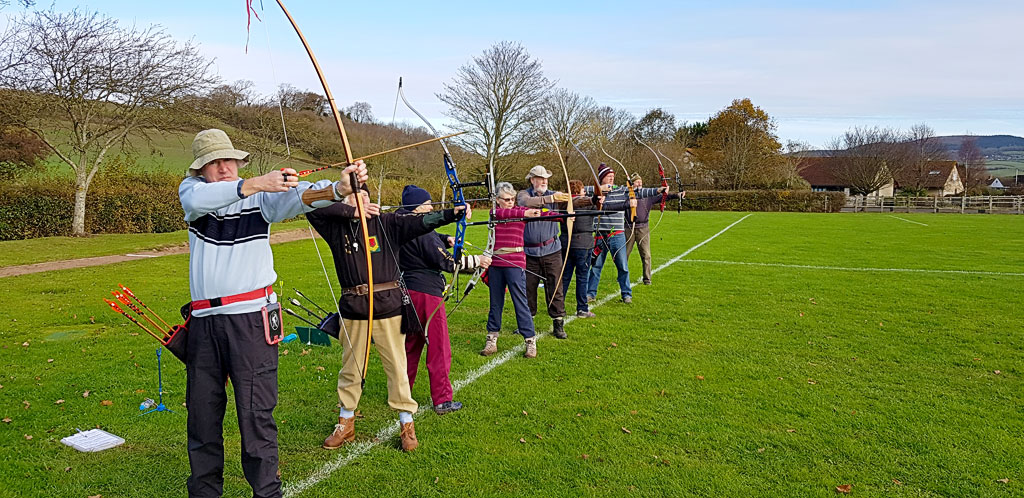 Archers lining up during the West Somerset Frostbite Session at the Bowmen of Danesfield
