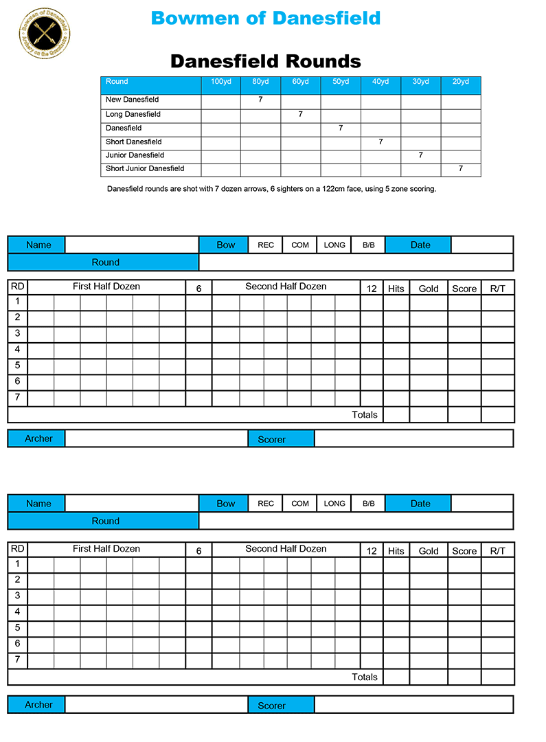 Danesfield Round Score Sheet